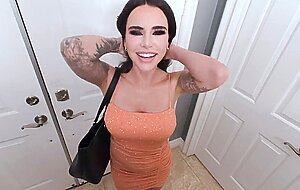 Suttin, tonightsgirlfriend-vr2normal, tattooed brunette in black lingerie swallow's fan's cum x265