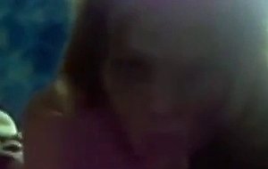 Blonde hottie sucks her mans cock passionately