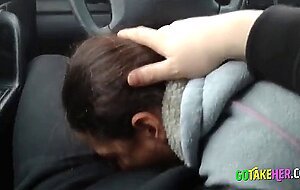 Russian Amateur Olya Sucks in the Car