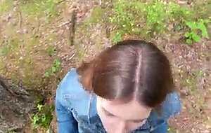 I went for a walk after fucking at home and decided to suck him off again and swallow cum outdoors