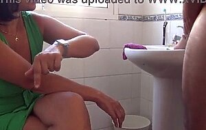Taboo family: stepmother watching how her stepson piss in front of her