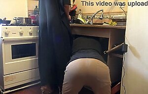 Plumber fucks muslim cuckold wife in her kitchen because she doesn't have money