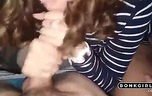 American Blonde Gives Blowjob in Car
