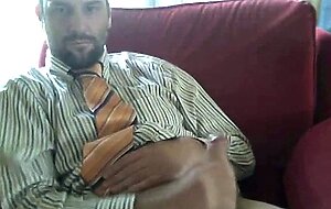 Amateur Bear Daddy Jerks Off in Suit