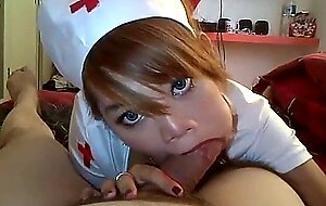 Asian Nurse Sucks Big Cock for a Facial