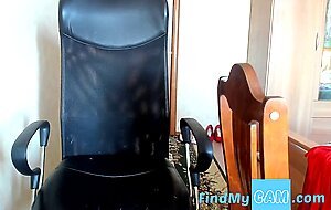 Big-Tit Russian Brunette Masturbates on Chair