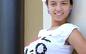Busty petite teen posing