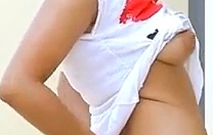 Busty petite teen posing
