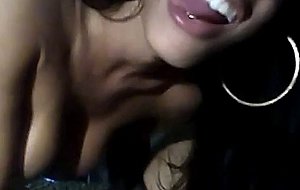 Big-titted brunette with a huge dick tops a guy in stockings and high heels