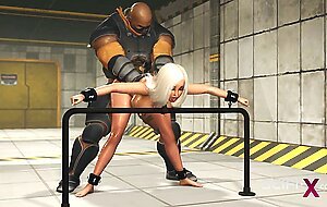 Sci-fi BDSM in the bunker with a sexy young cuffed blonde with many boobs