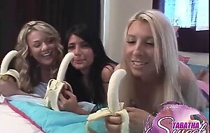 Tabitha with two girls Blowjob Lesson