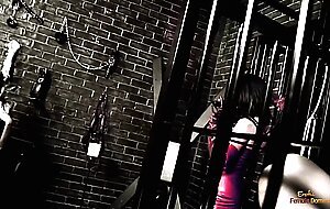 Two big tits bitches were holding an asian guy in a cell