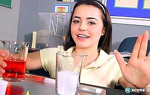 Horny Schoolgirl Kylie Quinn Cums on the Science Teacher's Desk