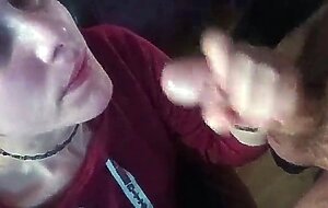 Real homemade amateur slut sucking big cock and gets cum on her face