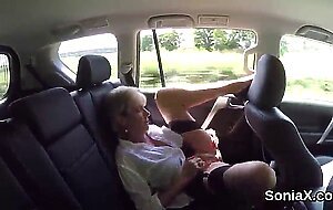 Cheating british milf lady sonia flashes her giant tits