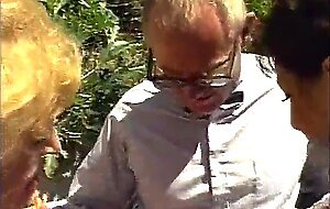 Sex orgy with mature skanks and studs fucking outdoors