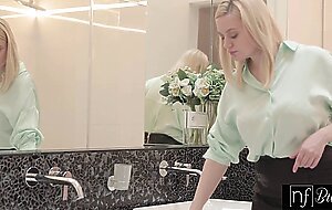 Busty Blonde Beauty Sandra Sweet Gets her big tits LICKED & Sucked Squeaky Clean