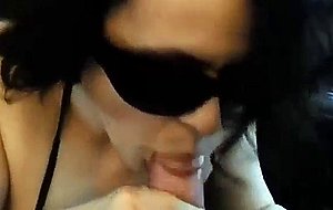 Wife with a sunglasses gives a head pov