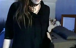 Emo girl puts vibrator in her mouth