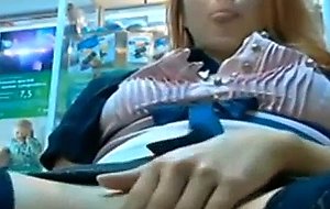 Amazing blonde cam girl masturbating at work