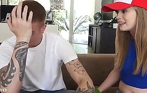 Sexy teen sucks stepbro