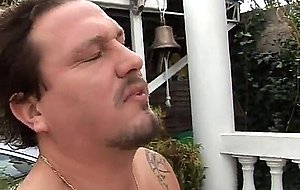 Tattooed redhead bitch gets her face sprayed with cum putdoor