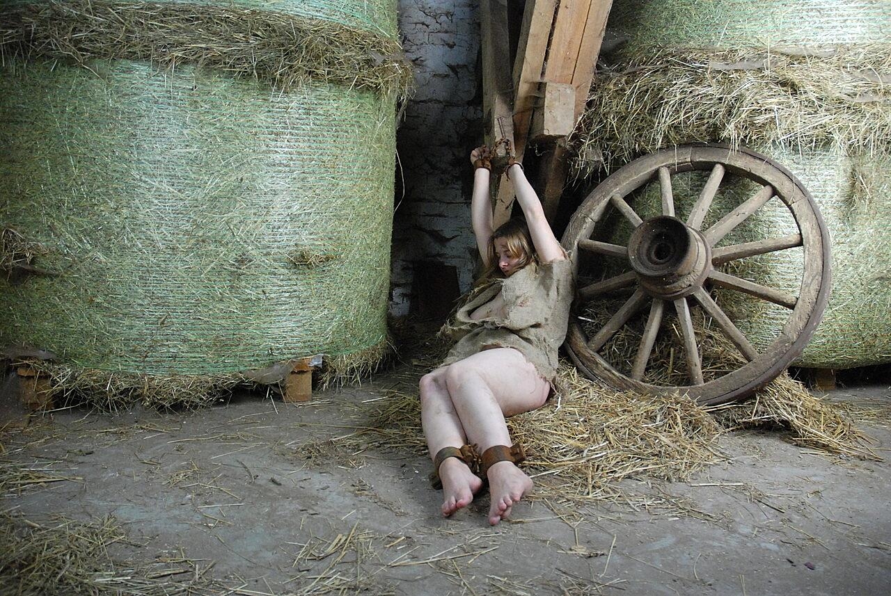 Filthy Fat Woman With Bare Feet Is Kept In A Barn With Chain Shackles Amateur, Bondage, Chubby, Clothed