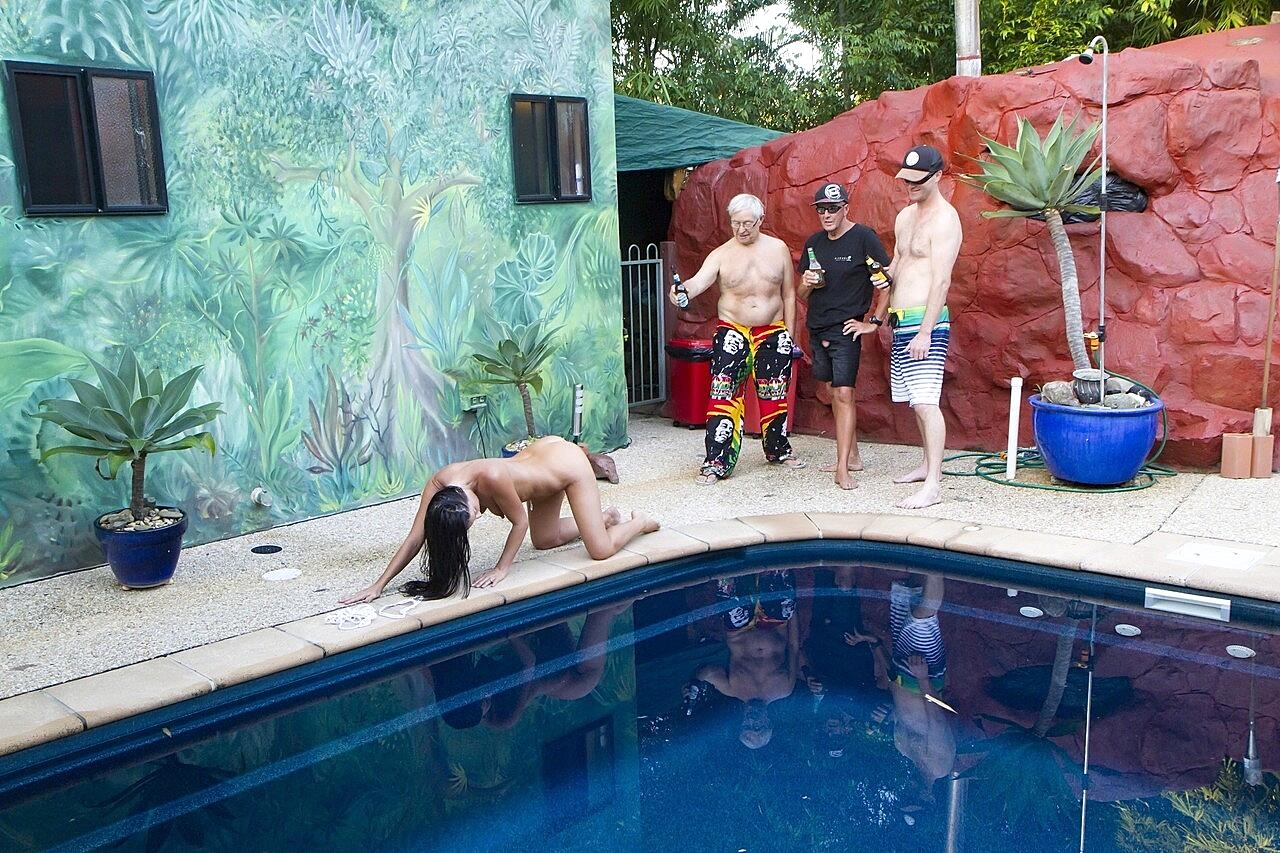 Amateur Milf Wild Thing Gets Stripped And Groped By Three Men Poolside Amateur, Gangbang, Milf, Old-Man, Pool