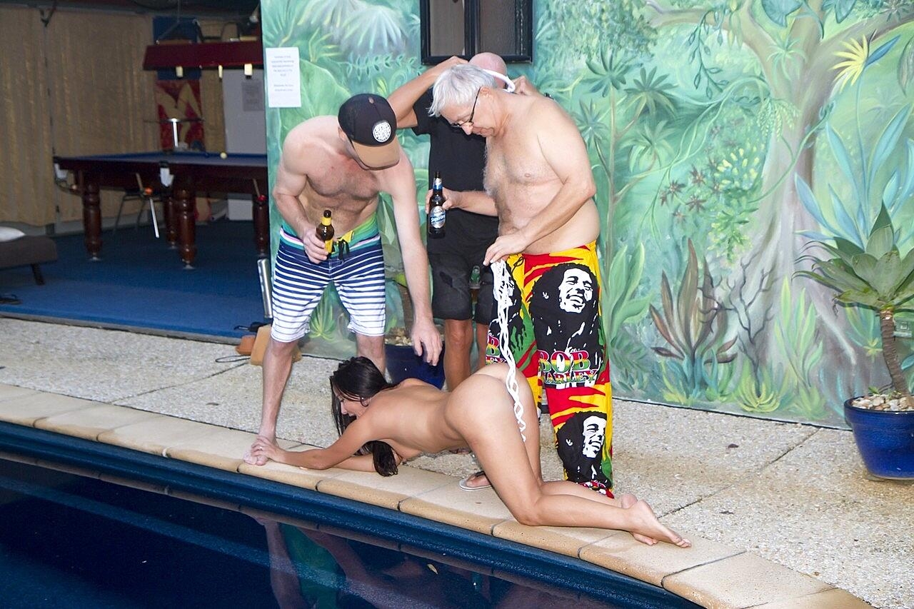Amateur Milf Wild Thing Gets Stripped And Groped By Three Men Poolside Amateur, Gangbang, Milf, Old-Man, Pool