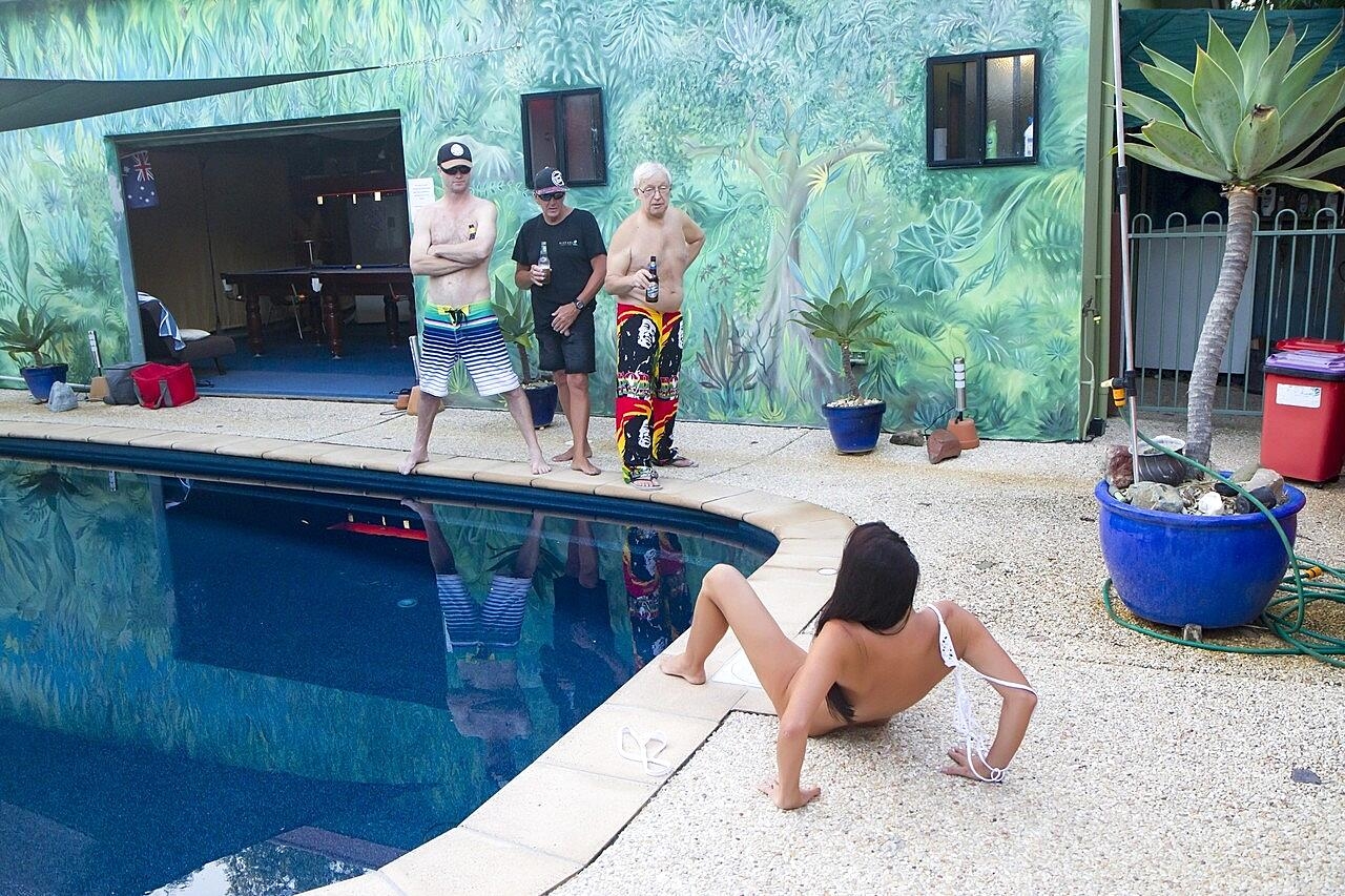 Amateur Milf Wild Thing Gets Stripped And Groped By Three Men Poolside Amateur, Gangbang, Milf, Old-Man, Pool