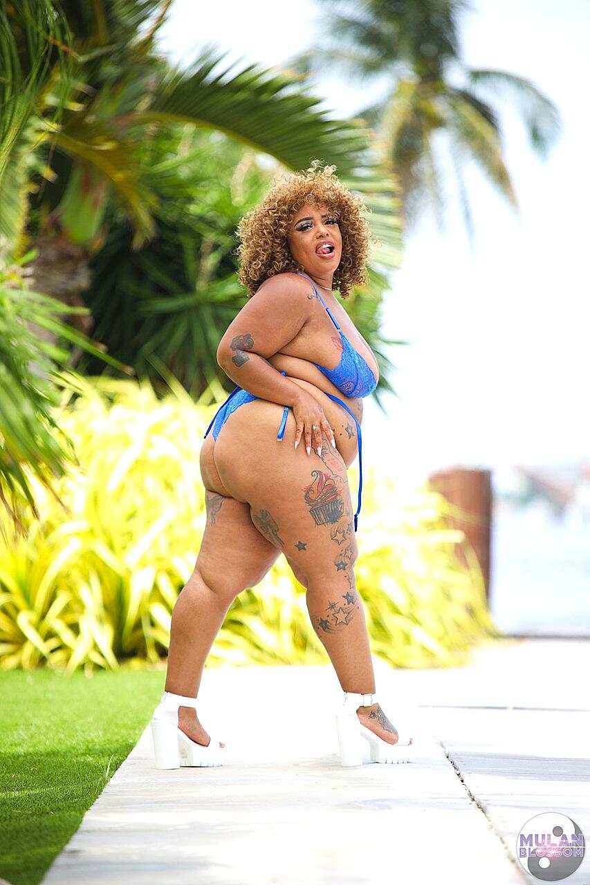 Ebony Fatty Mulanblossomxxx Poses In Her Lingerie & Shows Her Big Ass & Tits Bbw, Chubby, Curvy, Ebony, Piercing
