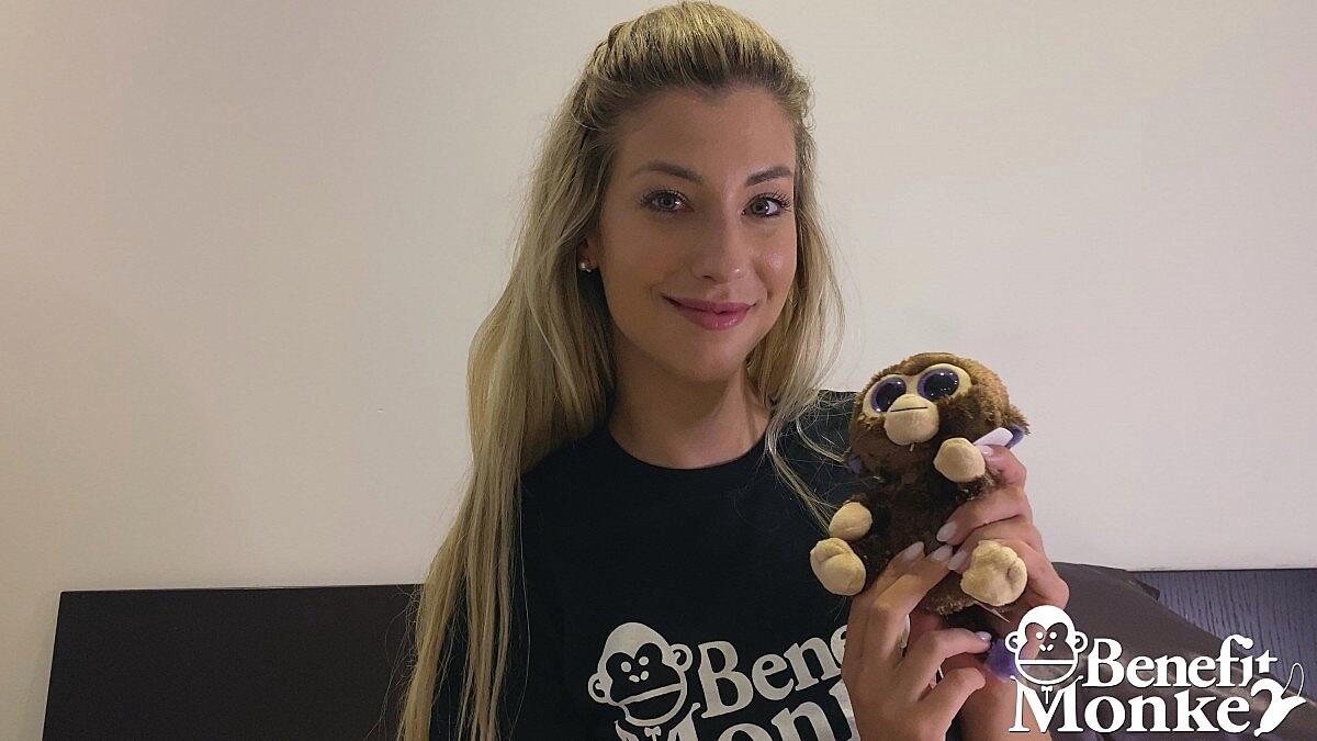 Blond girl next door type Shona River masturbates before donning a monkey mask